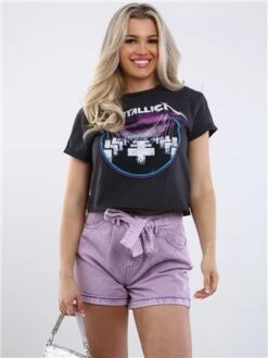 Amplified Charcoal Metallica Cropped Tee