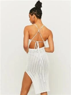 Tally Weijl White Crochet Long Dress -Closet Muse Store 28603 3