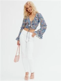 The Frolic Floral Ditsy Willa Long Sleeve Frill Top -Closet Muse Store 28614 2