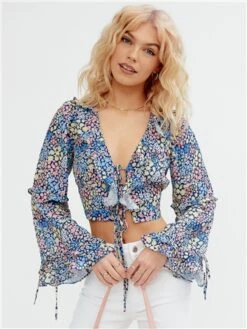 The Frolic Floral Ditsy Willa Long Sleeve Frill Top