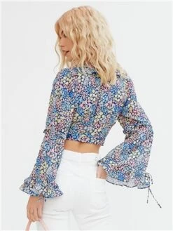 The Frolic Floral Ditsy Willa Long Sleeve Frill Top -Closet Muse Store 28614 3