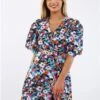 Girl In Mind Multi Ditsy Belted Floral Dress -Closet Muse Store 28689