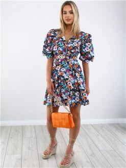 Girl In Mind Multi Ditsy Belted Floral Dress -Closet Muse Store 28689 2