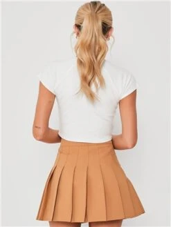 Saint Genies Beige Pleated Skort -Closet Muse Store 28698 3