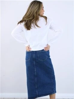 Only Blue / Medium Blue Denim Bianca Midi Denim Skirt -Closet Muse Store 28739 3