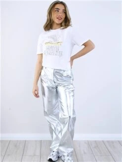 Missi London White Peace Love Print T-Shirt -Closet Muse Store 28741 2