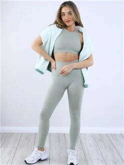 Missy Empire Mint Jacqueline Seamless Ribbed Racer Crop Top -Closet Muse Store 28769 2