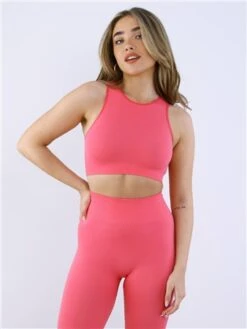 Missy Empire Bright Pink Ribbed Seamless Crop Top