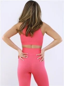 Missy Empire Bright Pink Ribbed Seamless Crop Top -Closet Muse Store 28778 3
