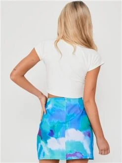 Saint Genies Blue Print Tie Dye Split Skirt -Closet Muse Store 28826 3
