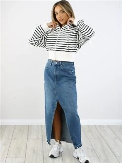 Neon & Nylon Blue / Medium Blue Denim Alina Hw Ex Long Skirt -Closet Muse Store 28830 2