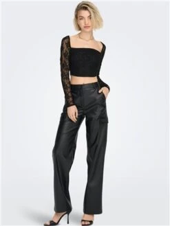 Only Black / Black Thea Long Sleeve Lace Top -Closet Muse Store 28831 2