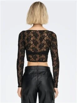Only Black / Black Thea Long Sleeve Lace Top -Closet Muse Store 28831 3