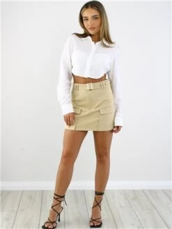 Saint Genies Beige Sybil Cargo Skirt -Closet Muse Store 28866 2