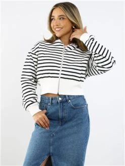 Saint Genies Black / White Stripe Zip Hoodie