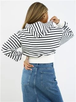 Saint Genies Black / White Stripe Zip Hoodie -Closet Muse Store 28881 3