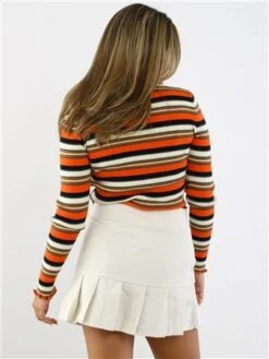 Daisy Street Beige Mini Pleat Skirt In Cord -Closet Muse Store 28888 3