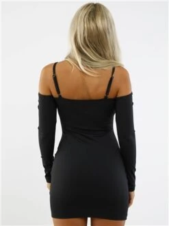 Saint Genies Black Bodycon Mini Dress With Cut Out -Closet Muse Store 28959 3