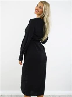 Ax Paris Black Long Sleeve Belted Midi Dress -Closet Muse Store 28961 3