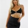 Saint Genies Black Julia Diamante Rope Trim Crop Top -Closet Muse Store 28963