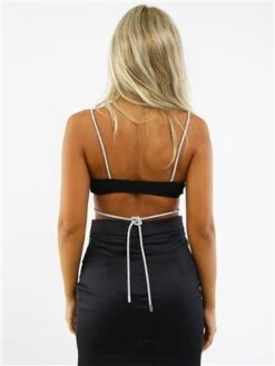 Saint Genies Black Julia Diamante Rope Trim Crop Top -Closet Muse Store 28963 3
