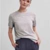 Pieces Light Grey Melange Fold Up Solid Ria Tee -Closet Muse Store 28990