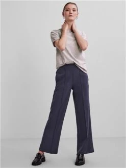 Pieces Light Grey Melange Fold Up Solid Ria Tee -Closet Muse Store 28990 2