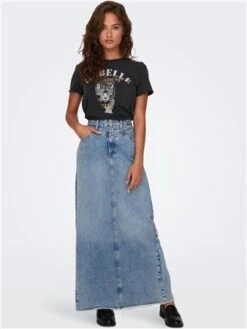 Only Black / Phantom Lucy O Neck T-Shirt With Print -Closet Muse Store 29007 2