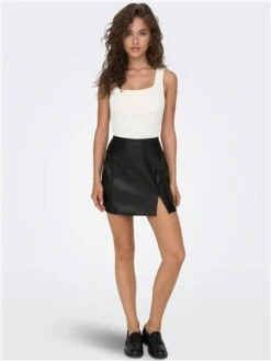 Only Black / Black Leni Mini Skirt With Slit -Closet Muse Store 29031 2