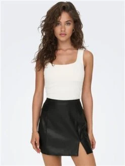Only Black / Black Leni Mini Skirt With Slit