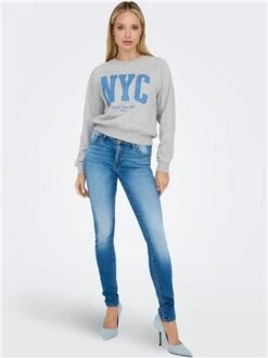 Only Grey / Light Grey Melange Laney New York O Neck Box Sweater -Closet Muse Store 29032 2