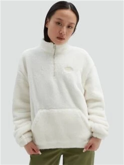 Vans White Pioneer Mock Half Zip Sweatshirt