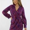 Girl In Mind Purple Ellie Collar Detail Wrap Mini Dress -Closet Muse Store 29061