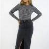 Brave Soul Black Wash Midi Denim Skirt -Closet Muse Store 29064