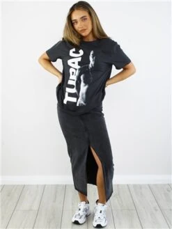 Amplified Charcoal Tupak Shakur Printed T-Shirt -Closet Muse Store 29066 2