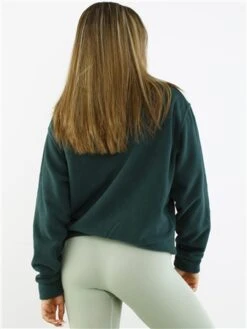 Brave Soul Deep Green Zip Detail Cropped Polar Fleece Sweatshirt -Closet Muse Store 29067 3