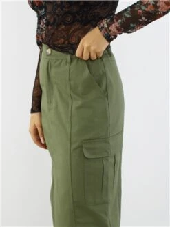 Saint Genies Khaki Midi Cargo Skirt -Closet Muse Store 29072 1