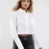 Glamorous White Cropped Shirt -Closet Muse Store 29143
