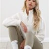 Brave Soul Cream Zip Detail Cropped Polar Fleece Sweatshirt