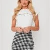 Saint Genies Black / White Houndstooth Tweed Skirt -Closet Muse Store 29255