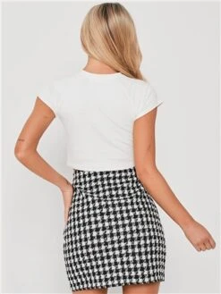 Saint Genies Black / White Houndstooth Tweed Skirt -Closet Muse Store 29255 3