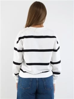 Only White / Cloud Dancer Serena Stripe O Neck Sweater -Closet Muse Store 29259 3