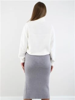 Saint Genies Grey Ribbed Split Midi Skirt -Closet Muse Store 29304 3