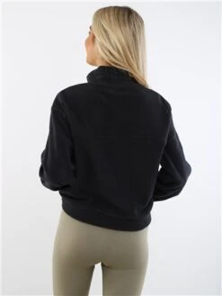 Brave Soul Black Zip Detail Cropped Polar Fleece Sweatshirt -Closet Muse Store 29387 3