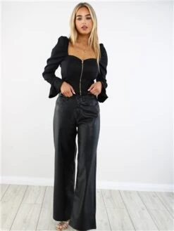 The Frolic Black Long Sleeve Corset Top -Closet Muse Store 29390 2