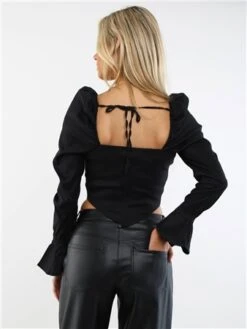 The Frolic Black Long Sleeve Corset Top -Closet Muse Store 29390 3