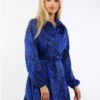 Ax Paris Blue Leopard Shirt Dress