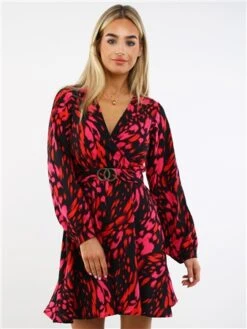 Girl In Mind Pink Tammy Animal Skater Dress