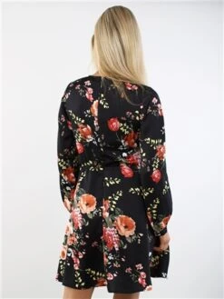Girl In Mind Black Print Tammy Floral Skater Dress -Closet Muse Store 29400 3