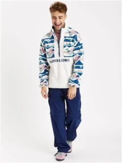 Harper & Lewis Cream/Pink Retro 1/4 Zip Fleece -Closet Muse Store 29413 2